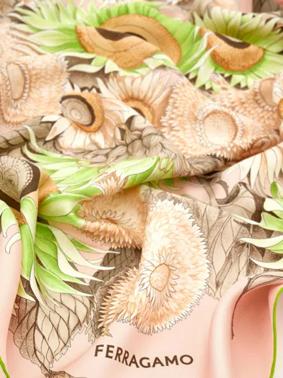 Ferragamo Sunflower Print Silk Scarf In Multi