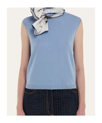 Ferragamo Sunflower Print Silk Scarf In White