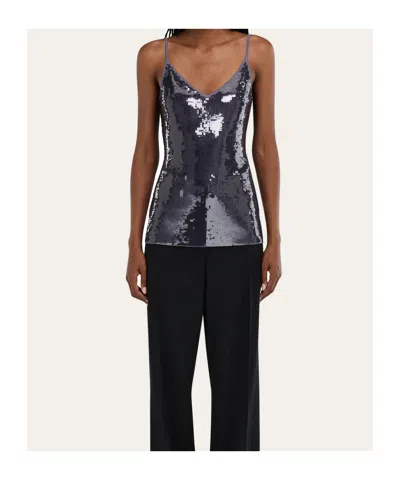 Ferragamo Sequined Vest In Gray