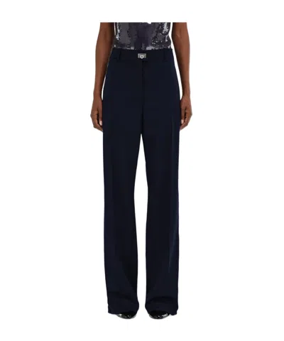 Ferragamo Cashmere Blend Tailored Trouser In Blue
