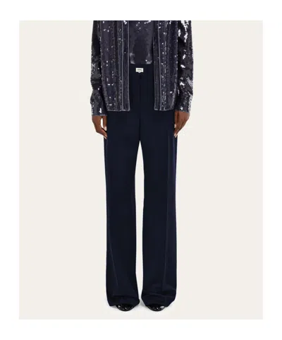 Ferragamo Cashmere Blend Tailored Trouser In Blue
