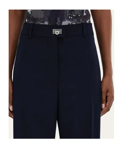 Ferragamo Cashmere Blend Tailored Trouser In Blue