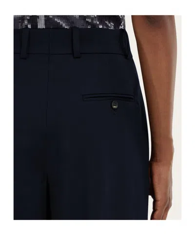 Ferragamo Cashmere Blend Tailored Trouser In Blue