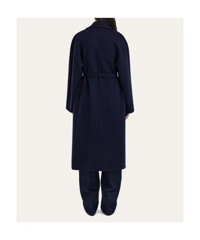 Ferragamo Single Breasted Coat In Blue