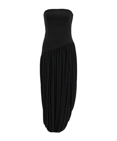 Ferragamo Black Solid Strapless Maxi Dress In Multi