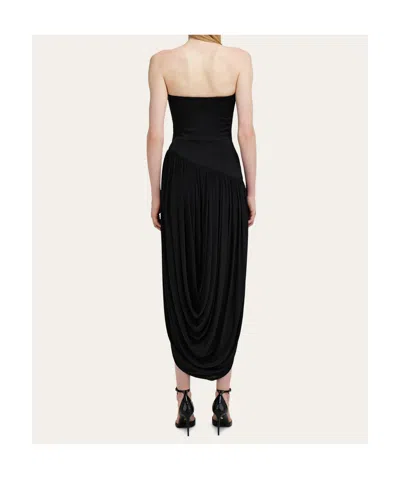 Ferragamo Black Solid Strapless Maxi Dress In Multi