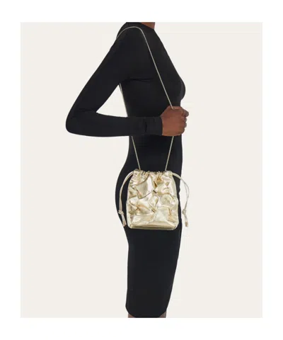 Ferragamo Mini Bucket Bag With Vara Bows In Blue