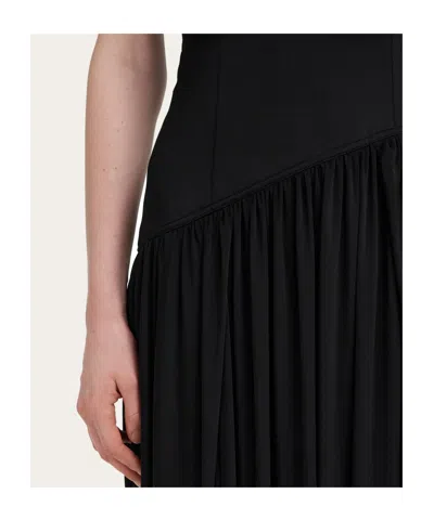 Ferragamo Black Solid Strapless Maxi Dress In Multi