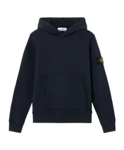 Stone Island Hooded Patch Top In Blue