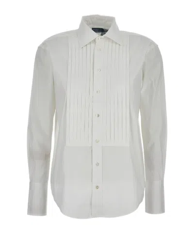 Polo Ralph Lauren Long-sleeved Curved Hem Shirt In Gray