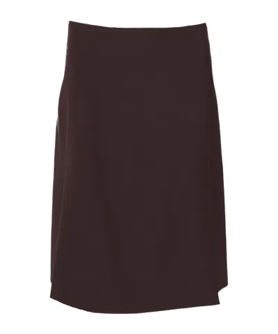 P.a.r.o.s.h Asymmetric Hem Design Skirt In Brown