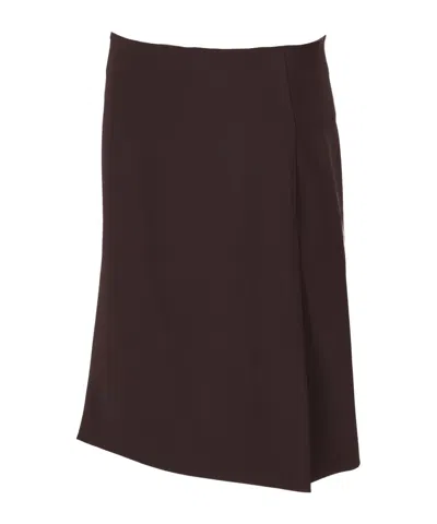 P.a.r.o.s.h Asymmetric Hem Design Skirt In Brown