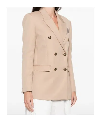 Elisabetta Franchi Double-breasted Buttoned Blazer In Neutral
