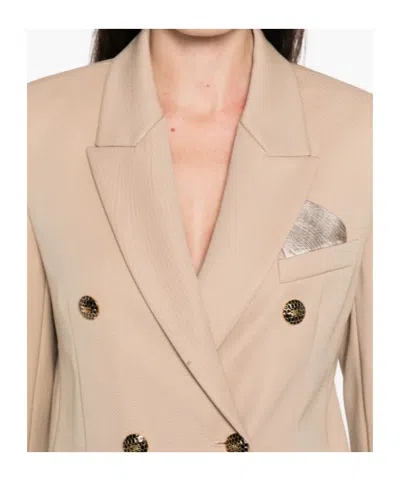 Elisabetta Franchi Double-breasted Buttoned Blazer In Neutral