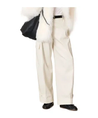 P.a.r.o.s.h Wide-leg Cargo Trousers And Pockets In White