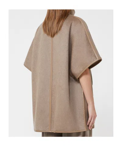 Max Mara Cashmere Zibeline Cape In Brown