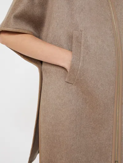 Max Mara Cashmere Zibeline Cape In Brown