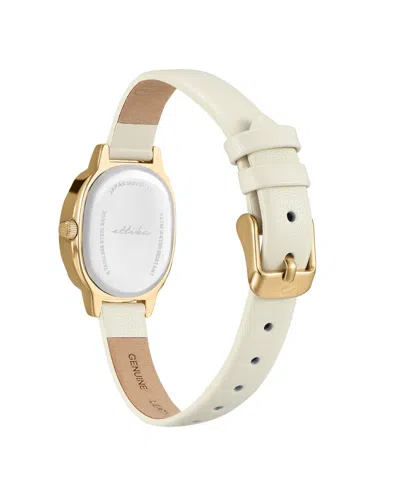 Ettika Timeless Texture Gold Plated Leather Watch, 70-110mm In White