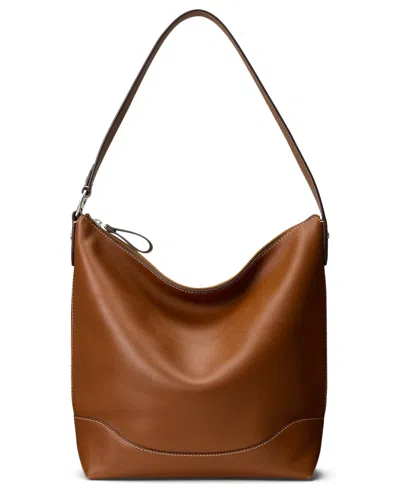 Ralph Lauren Smooth Leather Tasha Bucket Bag In Brown