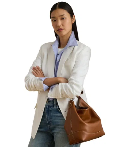 Ralph Lauren Smooth Leather Tasha Bucket Bag In Brown