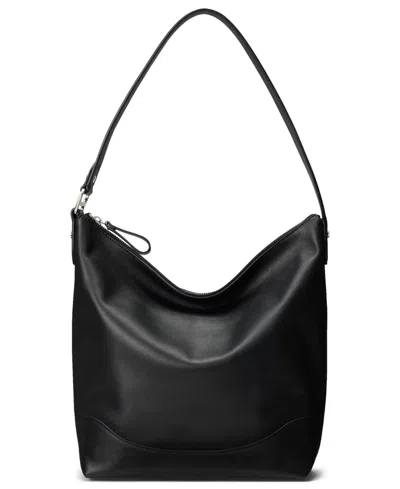 Ralph Lauren Smooth Leather Tasha Bucket Bag In Black