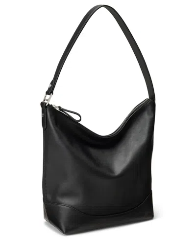 Ralph Lauren Smooth Leather Tasha Bucket Bag In Black