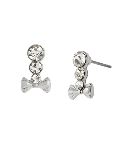 Steve Madden Faux Stone Bow Earrings In Metallic