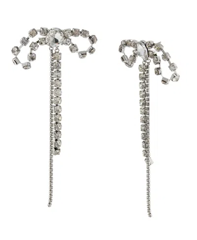 Steve Madden Faux Stone Rhinestone Bow Statement Earrings In Metallic