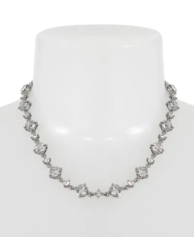 Steve Madden Faux Stone Strand Collar Necklace In Silver