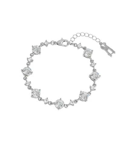 Steve Madden Faux Stone Strand Bracelet In Silver