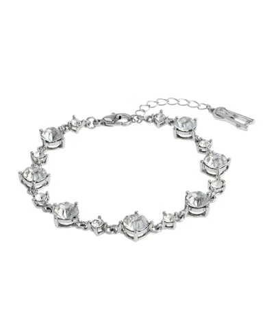 Steve Madden Faux Stone Strand Bracelet In Silver