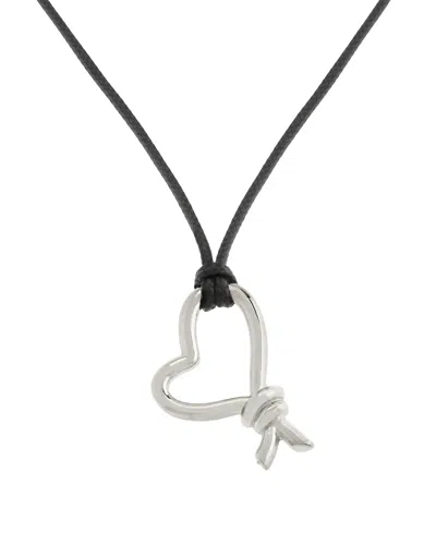 Steve Madden Gold Heart Knot Pendant Slider Necklace In Black