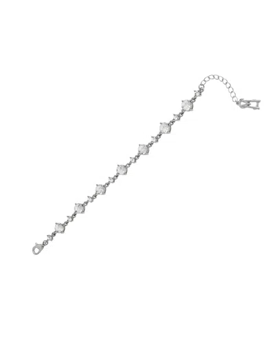 Steve Madden Faux Stone Strand Bracelet In Silver