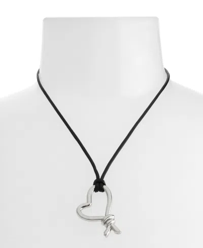 Steve Madden Gold Heart Knot Pendant Slider Necklace In Black