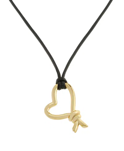 Steve Madden Gold Heart Knot Pendant Slider Necklace In Black