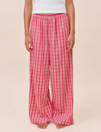 Papinelle Holiday Plaid Full Length Pant In Pink