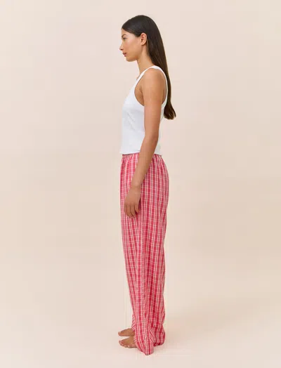 Papinelle Holiday Plaid Full Length Pant In Pink