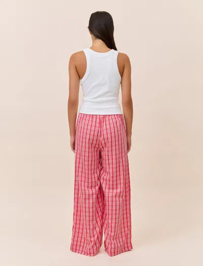 Papinelle Holiday Plaid Full Length Pant In Pink