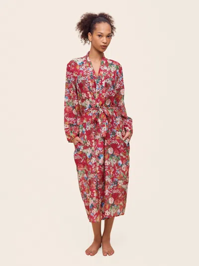 Papinelle Holly Floral Cotton Voile Maxi Robe In Pink