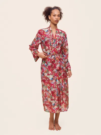 Papinelle Holly Floral Cotton Voile Maxi Robe In Pink
