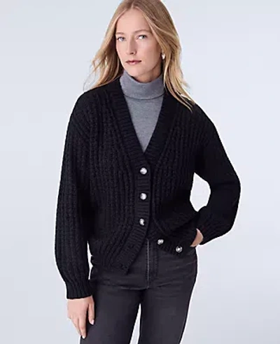 Ann Taylor Weekend Collection Waffle Knit Cardigan In Blue