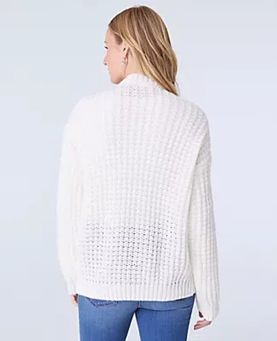 Ann Taylor Weekend Collection Waffle Knit Cardigan In White