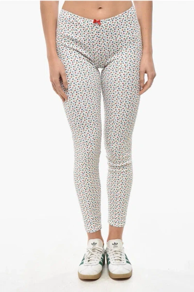 Dsquared2 Floral Patterned Stretch Cotton Leggings With Elastic Waistb In Multi