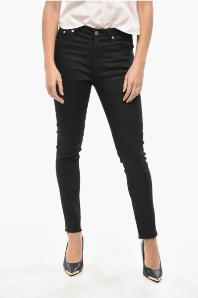 Saint Laurent Dark Washed Jeans With Silver-tone Button 13cm In Brown