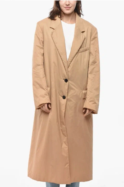 Dries Van Noten Solid Color Nylon Coat In Brown