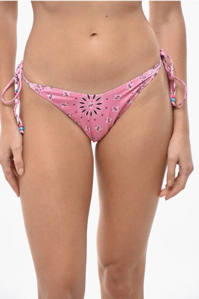 Mc2 Saint Barth Paisley Patterned Tie-side Bikini Bottom In Pink