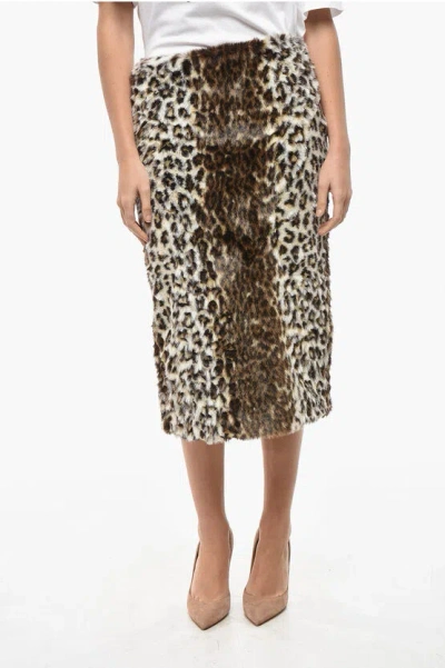 Alexander Mcqueen Eco-fur A-line Skirt With Animal Motif In Animal Print