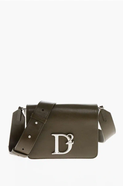 Dsquared2 Leather Crossbody Bag With Silver-tone Metal Monogram In Green