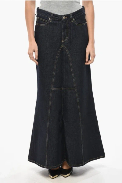 1989 Studio Denim Long Skirt With Visible Stitching In Blue