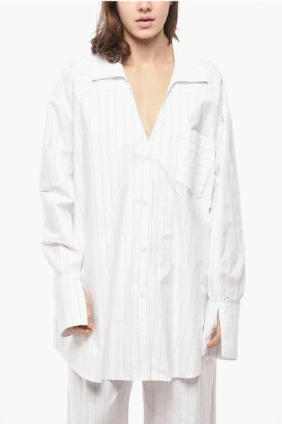 1989 Studio Pinstriped Cotton Oversized Shirt In White